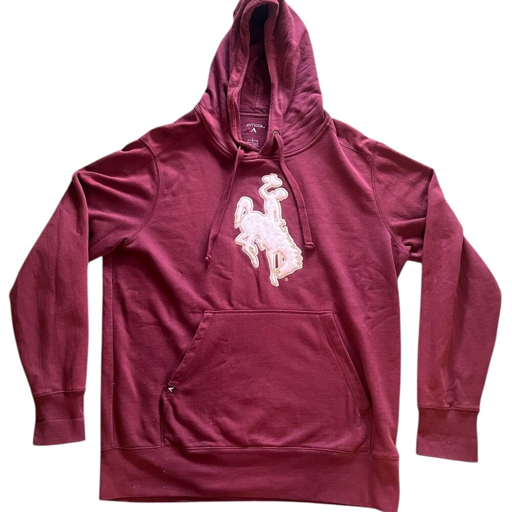 Antigua Wyoming Cowboys Hoodie Men Size L Maroon Red Pullover Sweatshirt Victory